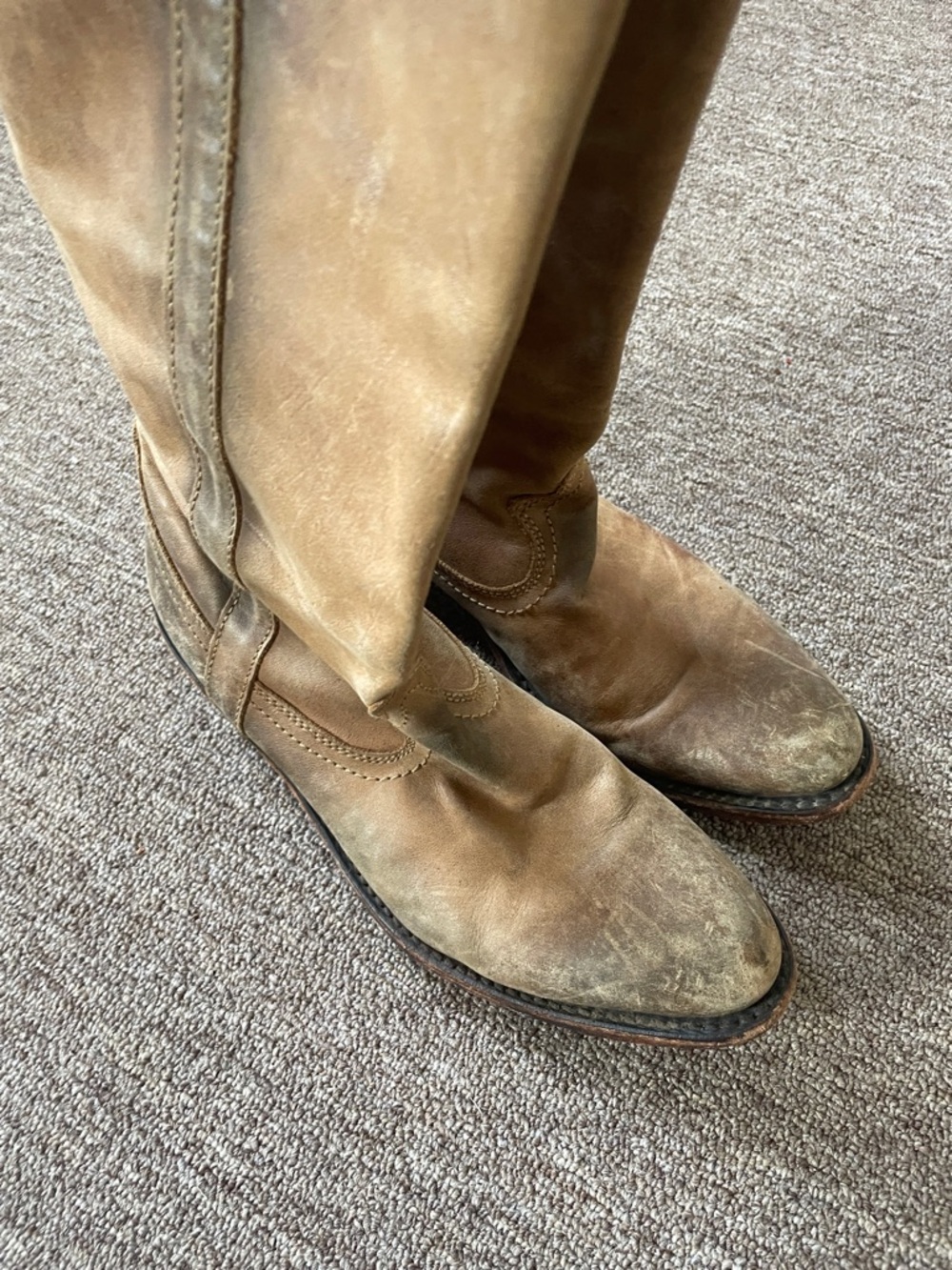 Liberty Tambor Tan Distressed Leather Knee Boots - Picture 6 of 9